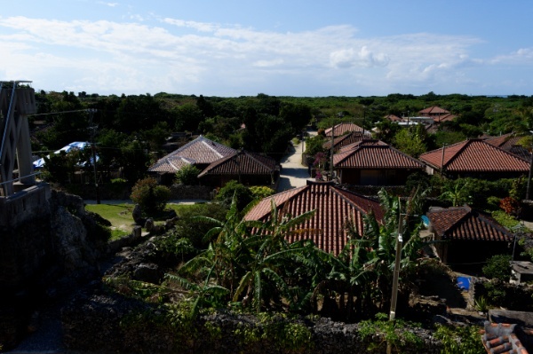 あかやま展望台から見た竹富島の赤瓦集落